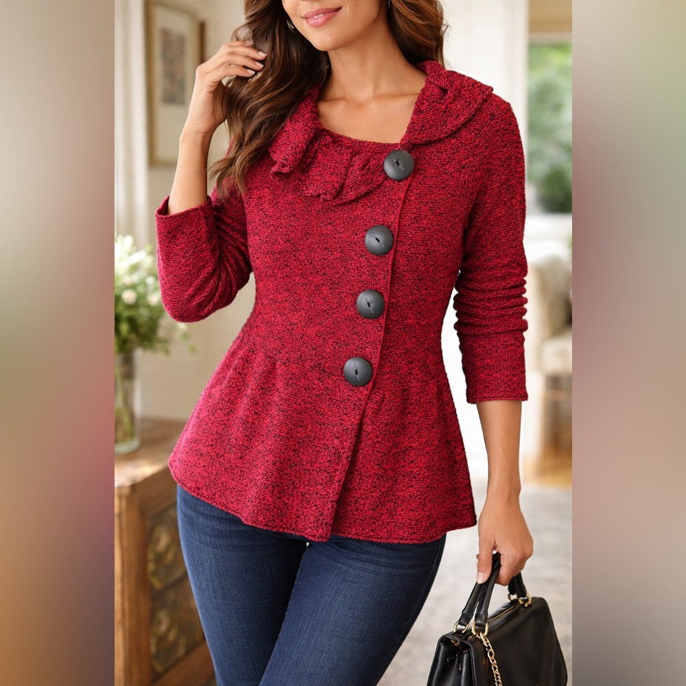 Willow Red Textured Cardigan